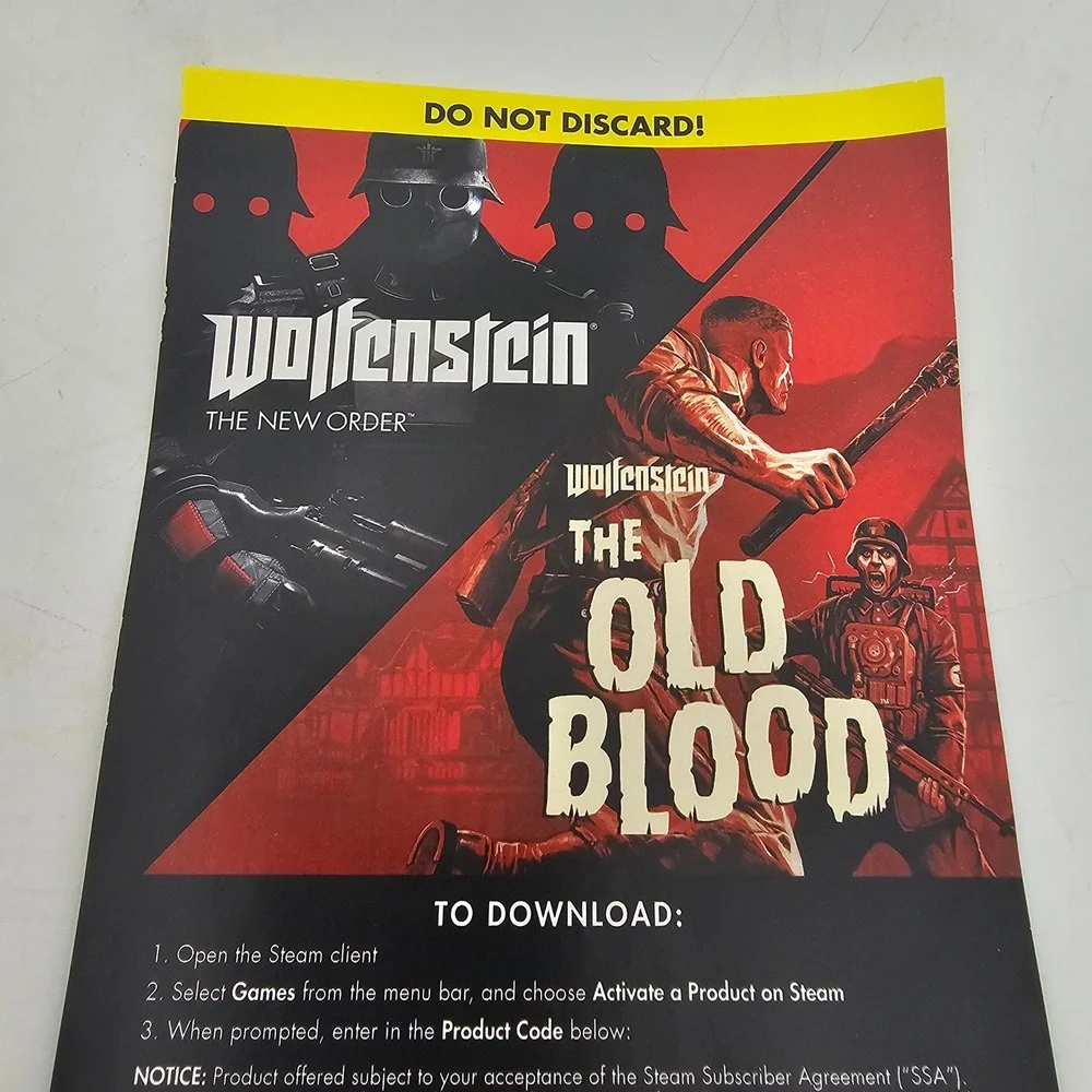 Wolfenstein The New Order and The Old Blood PC Game Bethesda 4 Disc Set